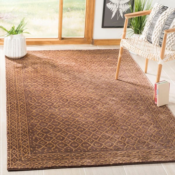 Tibetan 6 ft. x 9 ft. Lavander Diamond Border Area Rug