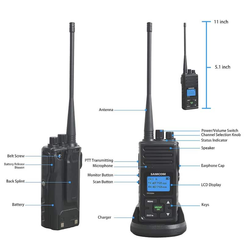 Multi-Channel 5 Mile Range Rechargeable Waterproof Digital 2-Way Radio with Charger (2-Pack)