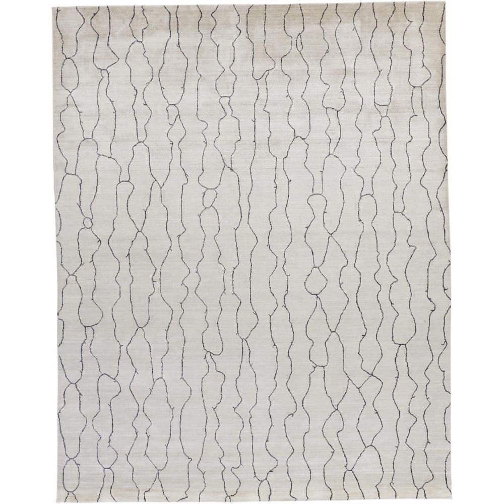 HomeRoots 5 ft. x 8 ft. Gray and Ivory Abstract Area Rug 2000511931 ...