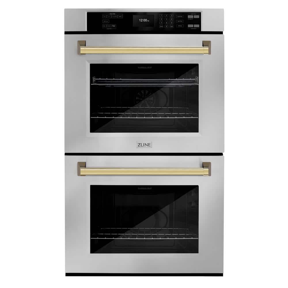 Autograph Edition 30 in. Electric Double Wall Oven with Convection in Stainless Steel and Polished Gold