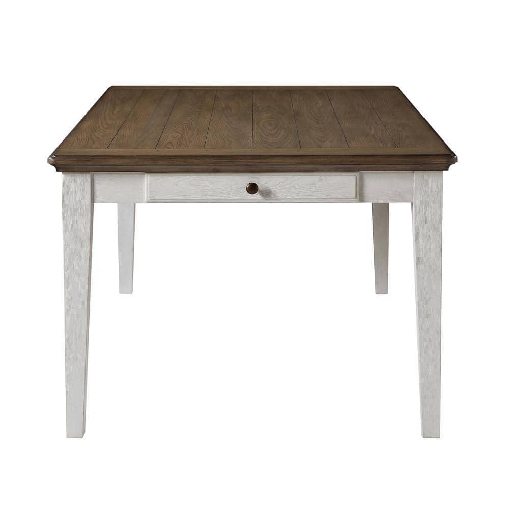 72-Inch Two-Tone Brown and White Wood Dining Table