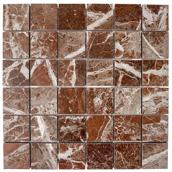 Regalia 4 x 5 in. Rosso Levanto Matte Gres Porcelain Uniform Square Mosaic Wall and Floor Tile Sample