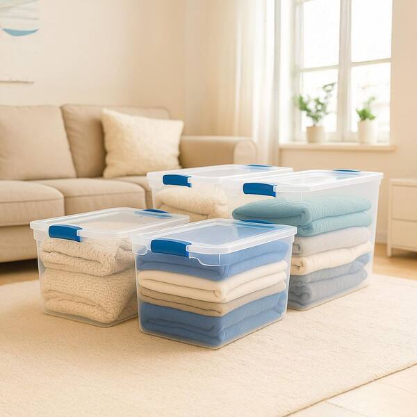 HOMZ 112 Quart Storage Container 2 Pack with 66 Quart Storage