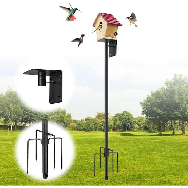 74 in. Heavy Duty Bird Feeder Pole Mount Kit with 5-Prong Base, Splicing Adjustable Feeding Stand Station for Bird House