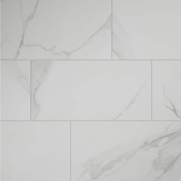 ELIANE Belmar White 12 in. x 24 in. Porcelain Floor and Wall Tile (14  sq. ft. / case)
