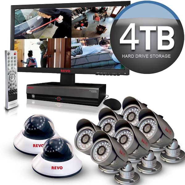 Revo 16 CH 4TB HDD Video Indoor/Outdoor Surveillance System with 23 in. LED Monitor-DISCONTINUED