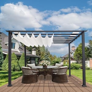 Florence 11 ft. x 11 ft. Aluminum Pergola with a Grey Frame with an Off-White Color Convertible Canopy Top