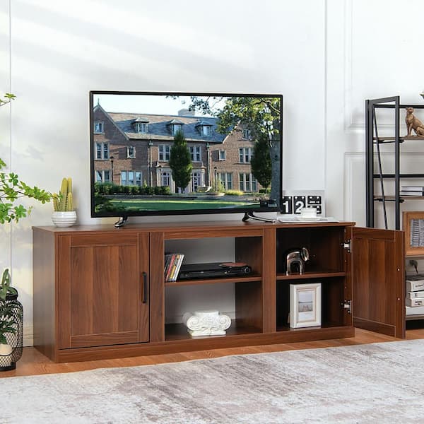 Walnut TV Stand Fits TVs up to 65 in. with Adjustable shelves