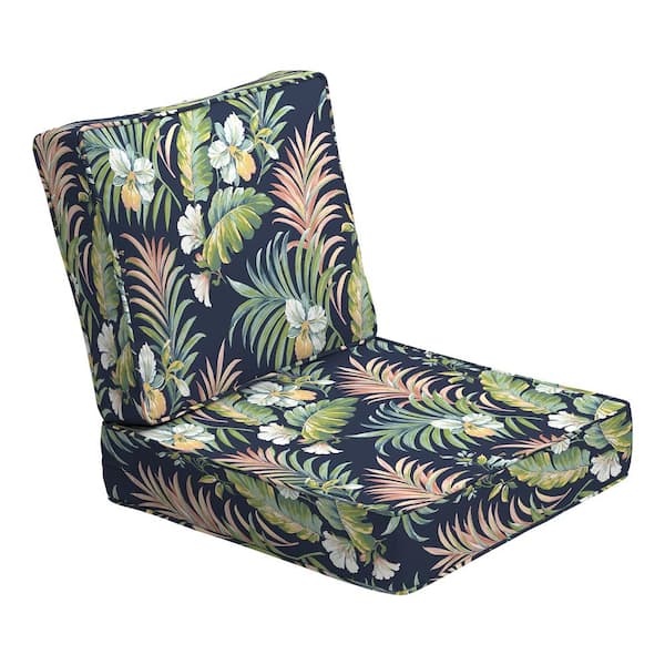 ARDEN ProFoam 24 in. x 24 in. 2-Piece Deep Seating Outdoor Lounge Chair Cushion in Simone Blue Tropical