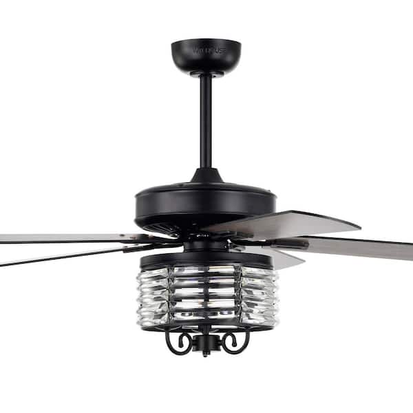 Themar 52 in. 3-Light Indoor Matte Black Finish Ceiling Fan with Light Kit