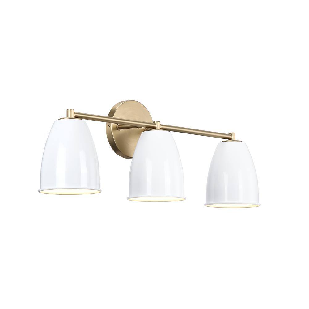 Bilba Brushed Gold 3-Light Vanity with Metal Shades