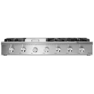 48 in. Gas Range Top in Stainless Steel with 6 Burners Including Power Burners and Griddle
