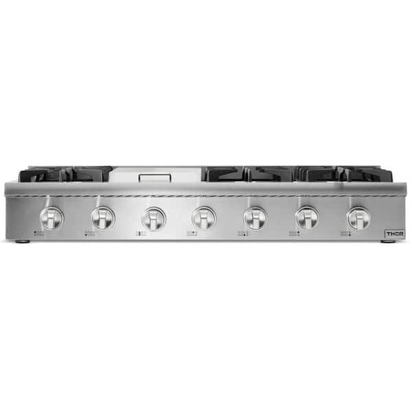 Thor Kitchen 48 in. Gas Range Top in Stainless Steel with 6 Burners Including Power Burners and Griddle