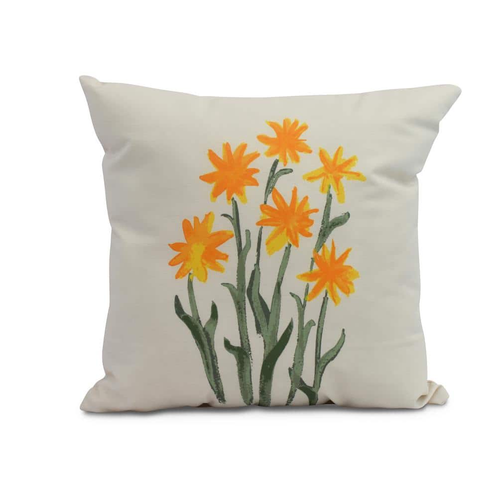Daffodils Yellow Decorative Floral Throw Pillow