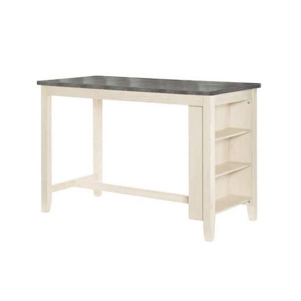 Benjara Modern Style 30 in. Cream and Gray Wooden 4 Legs Counter Height Dining Table Set (Seats 4)