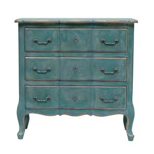 Distressed Blue 3Drawers 31.5 in. Dresser