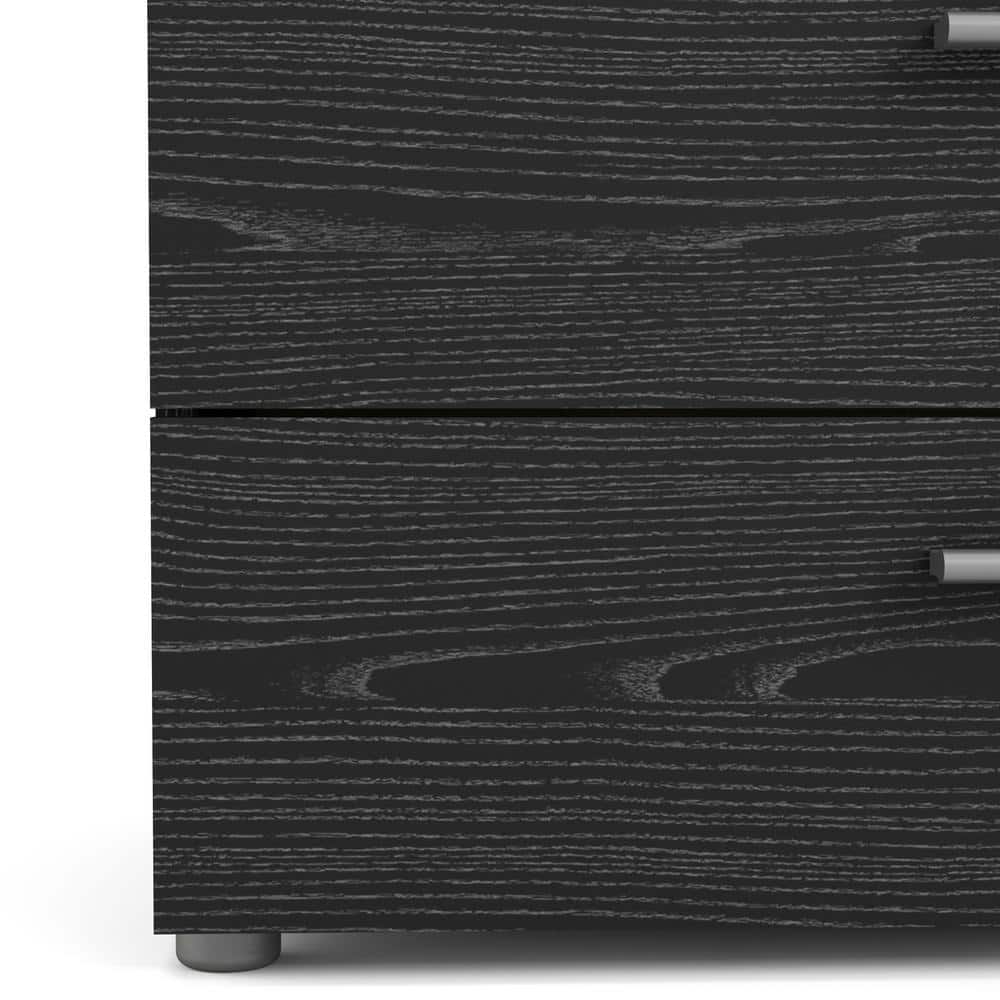 Sleek Black Woodgrain 4-Drawer Bedroom Chest