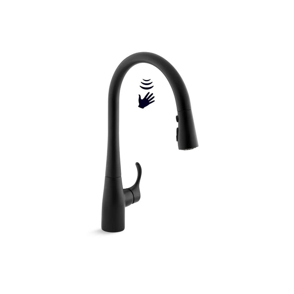 Matte Black Touchless Pull-Down Kitchen Faucet with Sprayhead