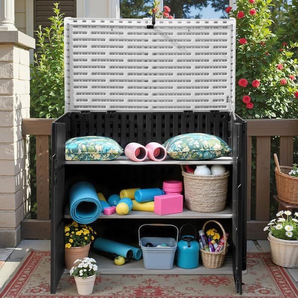 Tozey 4 ft. x 2 ft. x 3 ft. 3 in. 200 Gal. Horizontal Black Resin