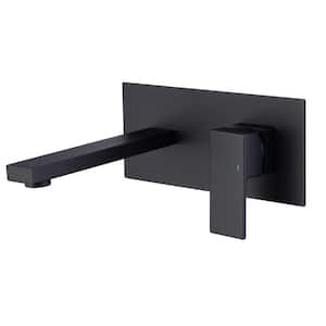 Single-Handle 2-Hole Wall Mount Bathroom Faucet with Rough-In Valve in Matte Black