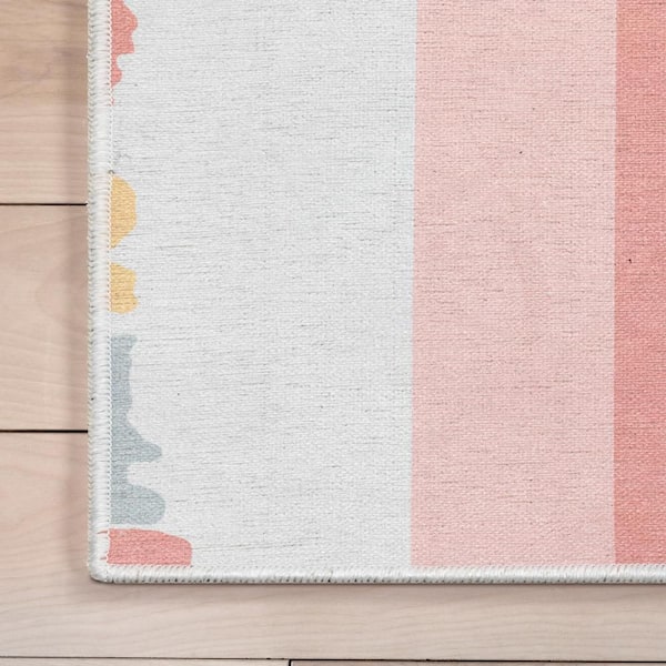 Crescent Rainbow Modern Kids Multi Color 6 ft. x 9 ft. Machine Washable Flat-Weave Area Rug