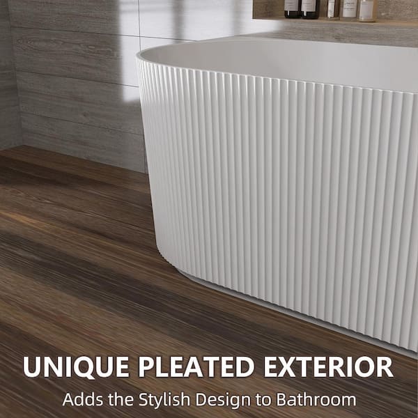 Square Stand ホワイト Zeafive Lax 59 in. x 29.5 in. Soaking Bathtub Right Corner