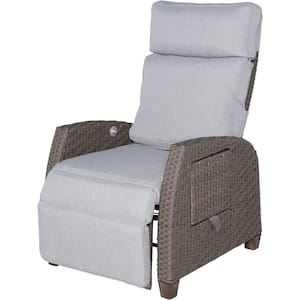 Wicker Outdoor Chaise Lounge and Indoor Recliner with Gray Cushion