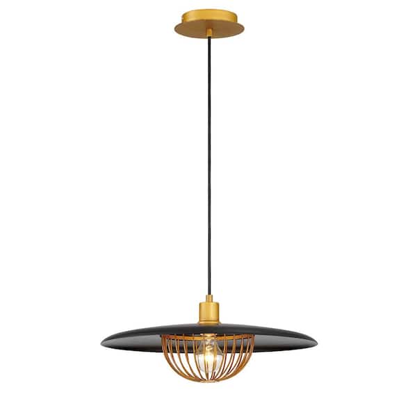 Eurofase Landigo 1-Light Black Cage Pendant with Black Metal Shade