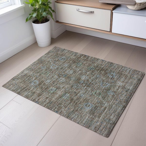 Mayfield Premium Machine Washable Abstract AMF1106 Brown 2 ft. x 3 ft. Area Rug