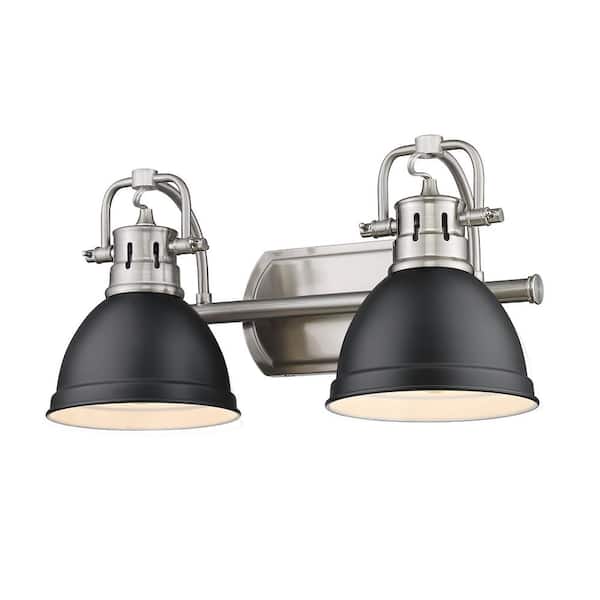 Golden Lighting Duncan 16.5 in. 2-Light Pewter Vanity Light