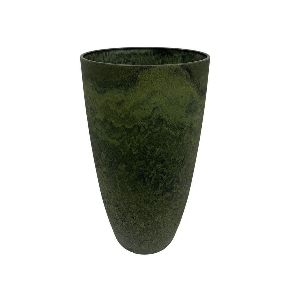 20" Green Composite Stone and Resin Outdoor Planter