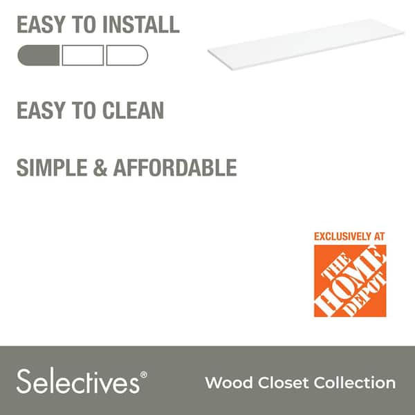 Selectives 48 in. L x 14 in. D White Laminate Wall Mounted Shelf