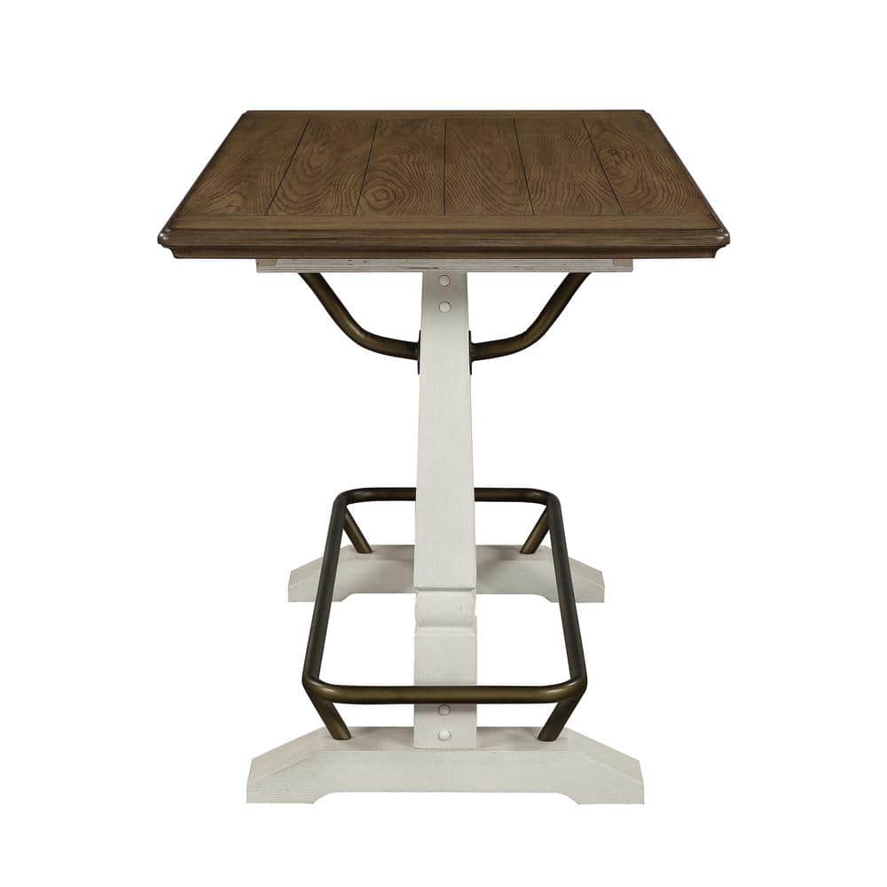 Ivory and Brown Wood Counter Height Farmhouse Gathering Table