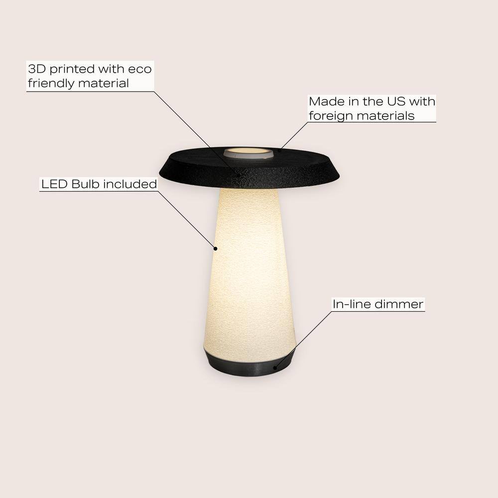 White and Black 3D Printed Dimmable LED Table Lamp