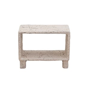 23 in. x 18 in. Beige Magnesium Oxide Outdoor Patio Rectangle Side Table