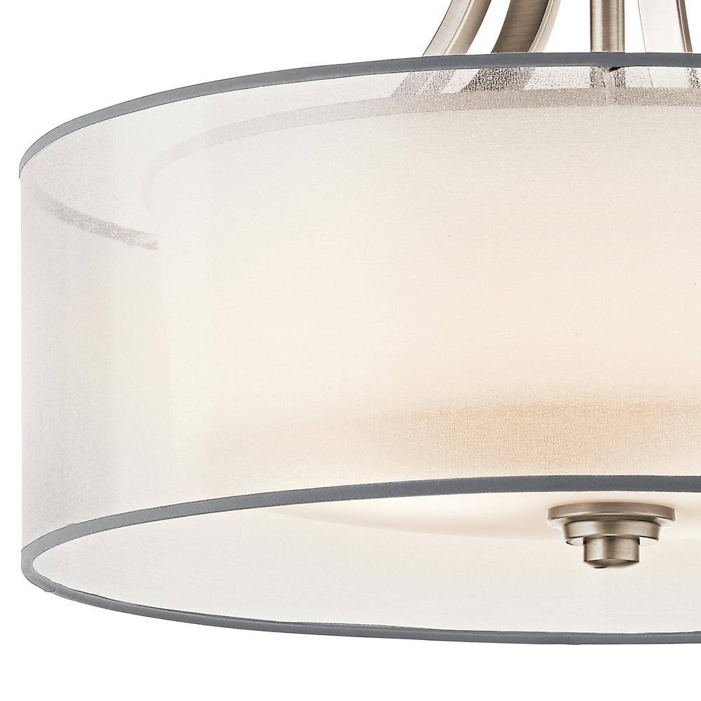 Antique Pewter 20" Drum Ceiling Light with White Glass Shade