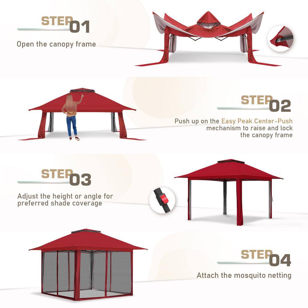 Eagle Peak Red Pop-Up Gazebo Tent with Mosquito Netting