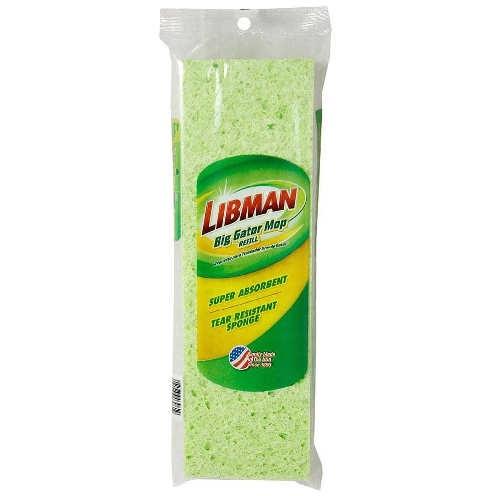 Libman Big Gator Sponge Mop with Scrub Brush with 2 Refills 1565 - The Home  Depot