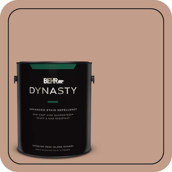 1 gal. #S200-4 Chestnut Bisque One-Coat Hide Semi-Gloss Enamel Interior Stain-Blocking Paint & Primer