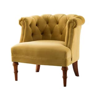 Katherine Traditional Gold Velvet Tufted Living Room Accent Arm Chair