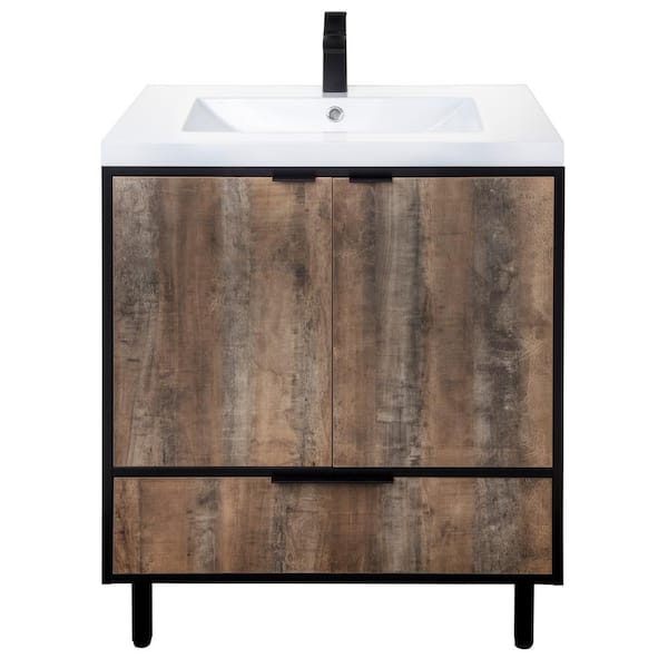 Cutler Kitchen and Bath London 30 in. W x 30 in. H x 21 in. D Single Sink Free Standing Vanity Whiskey with Rectangle White Basin