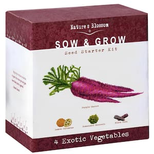 Exotic Vegetables Growing Kit Complete Set to Grow 4 Unique Vegetables Planting Pots, Soil and Guide Included