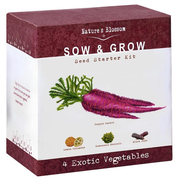 Nature's Blossom Exotic Vegetables Growing Kit Complete Set to Grow 4 Unique Vegetables Planting Pots, Soil and Guide Included