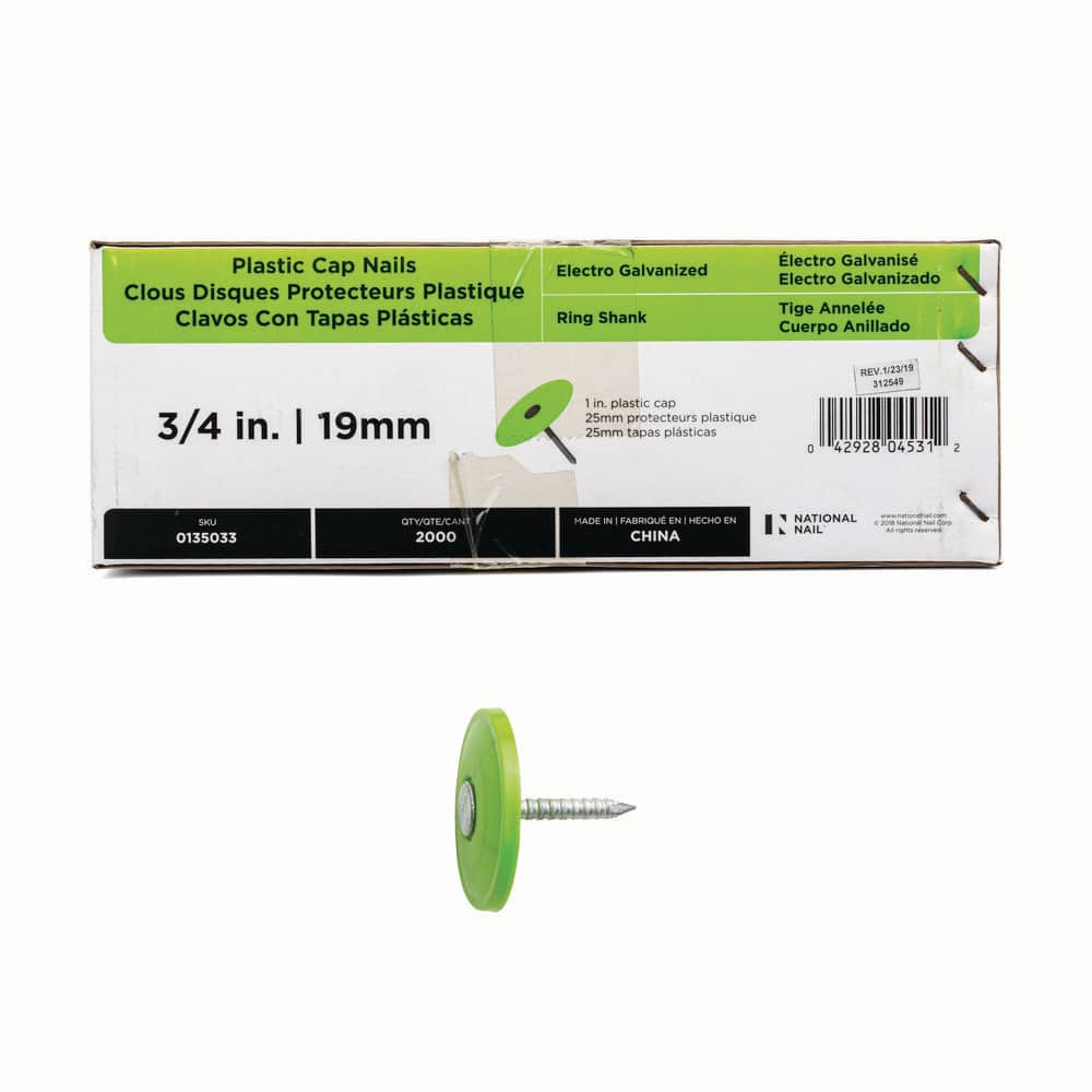 3/4 in. x 12-gauge Electrogalvanized Ring Shank Plastic Cap Roofing Nail (2000-Pack) price history on PriceWatchPro