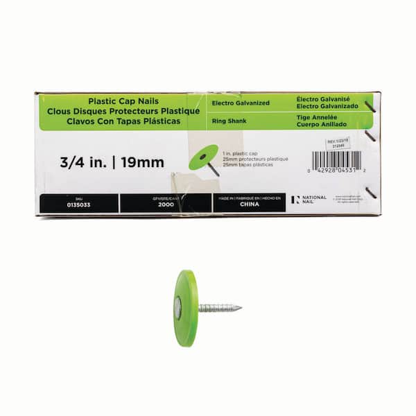 3/4 in. x 12-Gauge Electrogalvanized Ring Shank Plastic Cap Roofing Nail (2000-Pack)