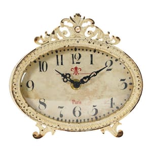 Distressed Pewter Mantel Clock, Cream