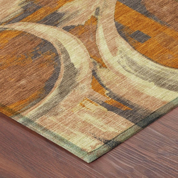 Chantille Machine Washable Indoor/Outdoor Abstract ACN2615 Paprika 8 ft. x 10 ft. Area Rug