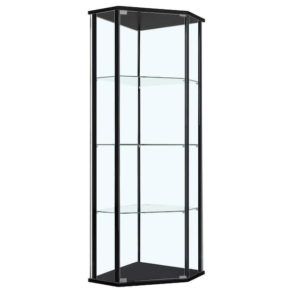 Coaster Zenobia Clear and Black Glass Shelf Storage Cabinet