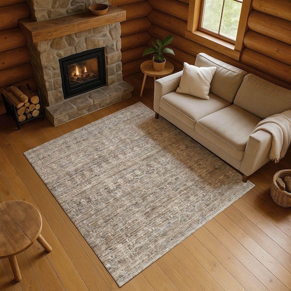 Mayfield Premium Machine Washable Abstract AMF1746 Brown 10 ft. x 14 ft. Area Rug