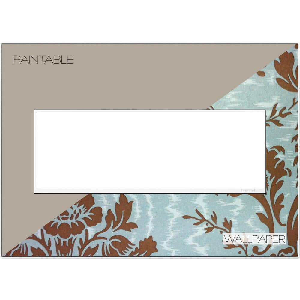 Custom 3-Gang Wall Plate with White Trim and Wallpaper Design